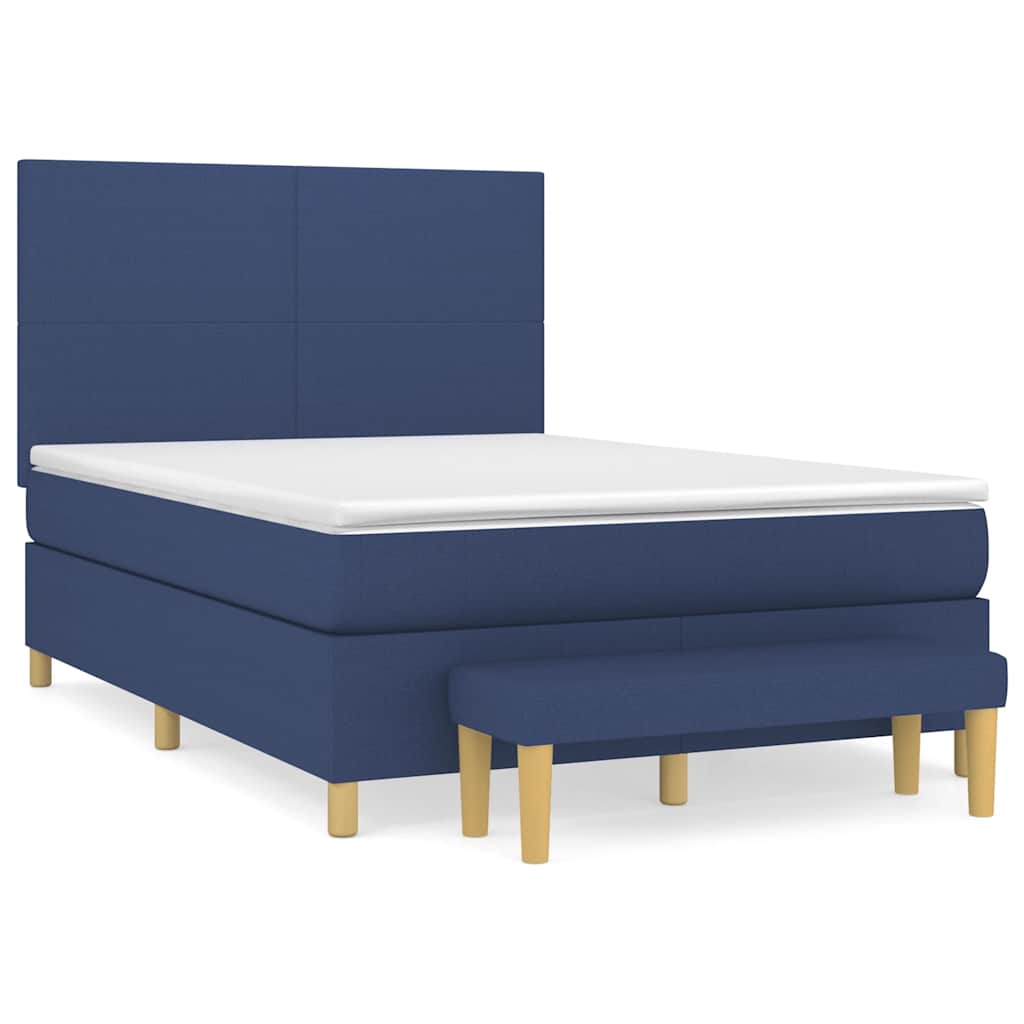Sommier à lattes de lit avec matelas Bleu 140x200 cm Tissu - XIOS
