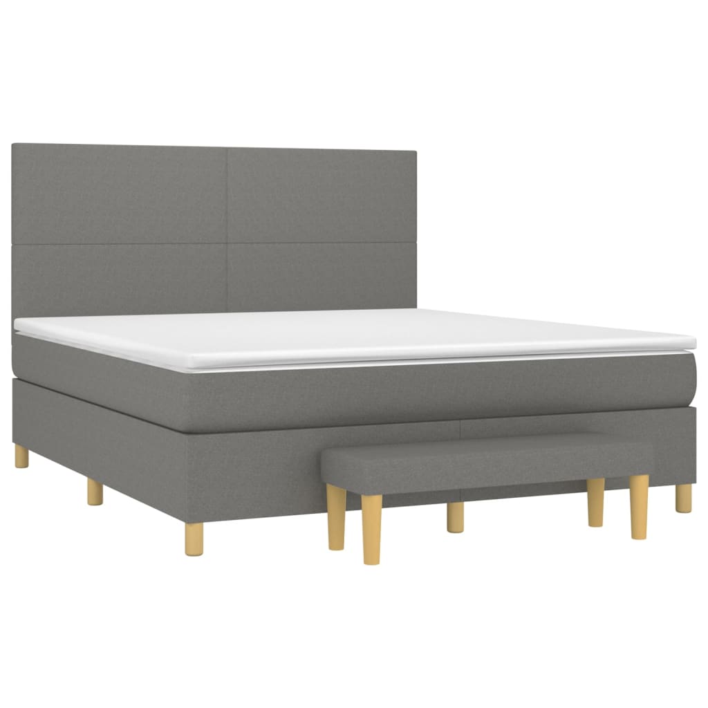 Sommier à lattes de lit avec matelas Gris foncé 160x200cm Tissu - XIOS