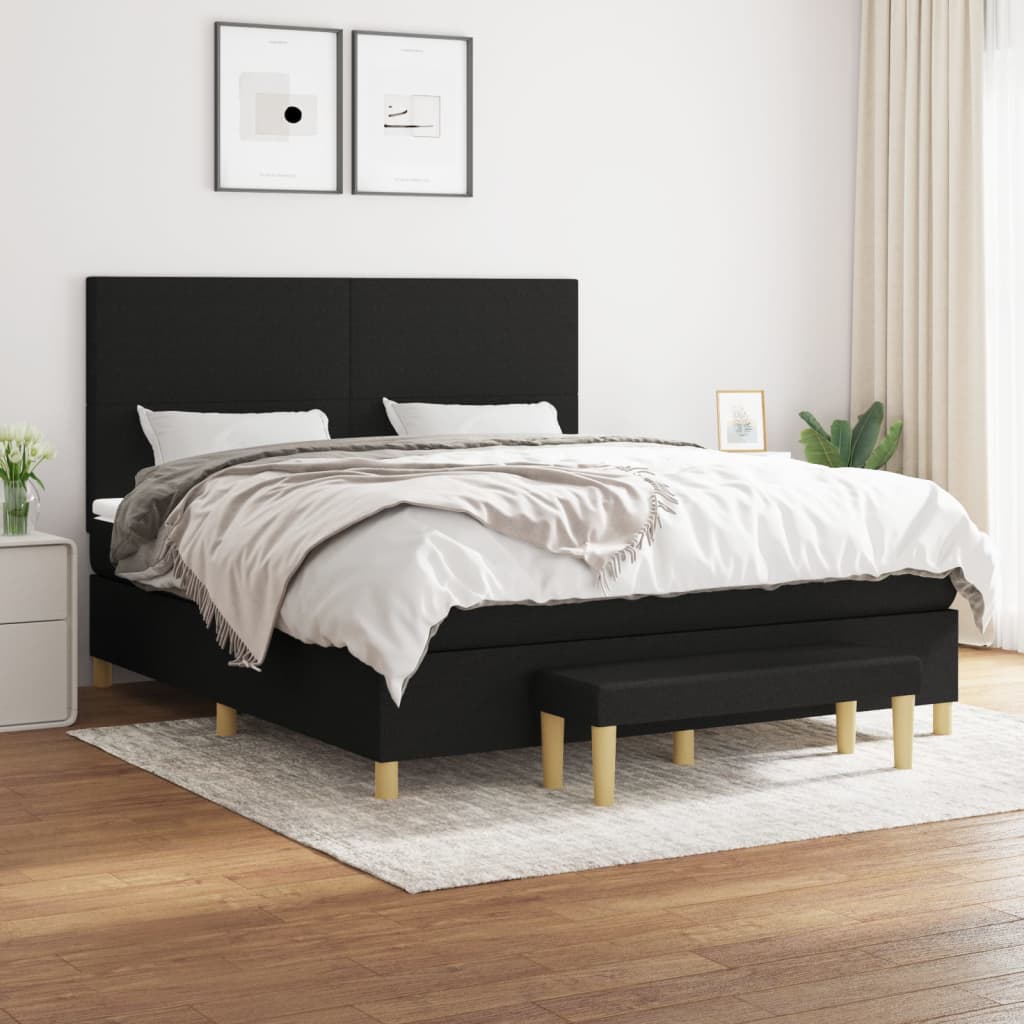 Sommier à lattes de lit avec matelas Noir 160x200 cm Tissu - XIOS