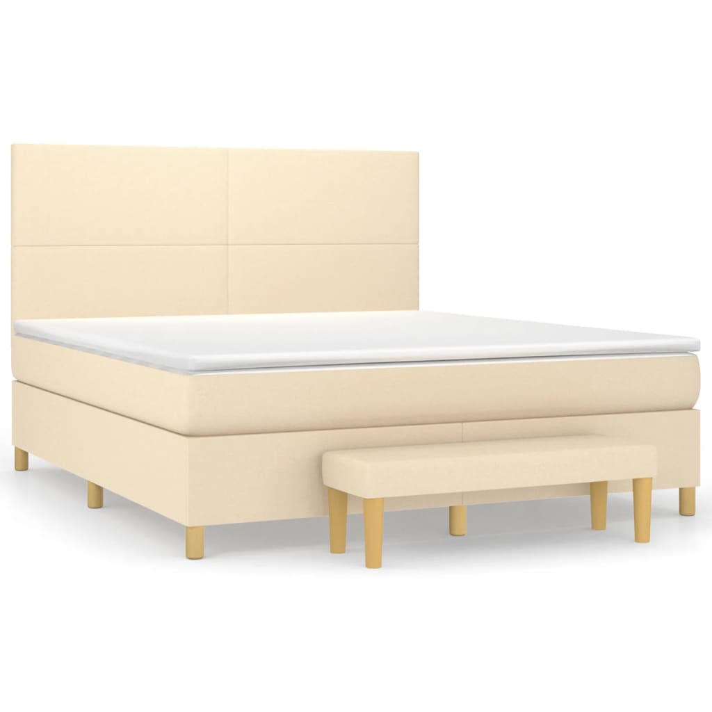 Sommier à lattes de lit avec matelas Crème 160x200 cm Tissu - XIOS