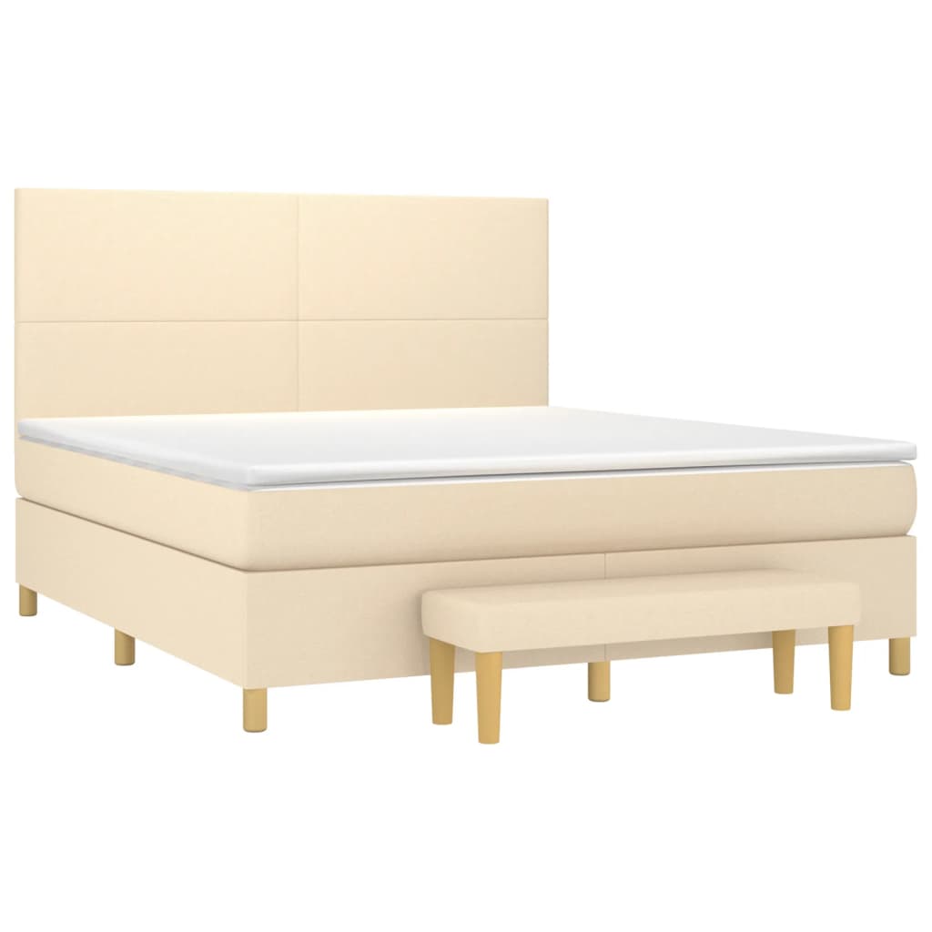 Sommier à lattes de lit avec matelas Crème 160x200 cm Tissu - XIOS