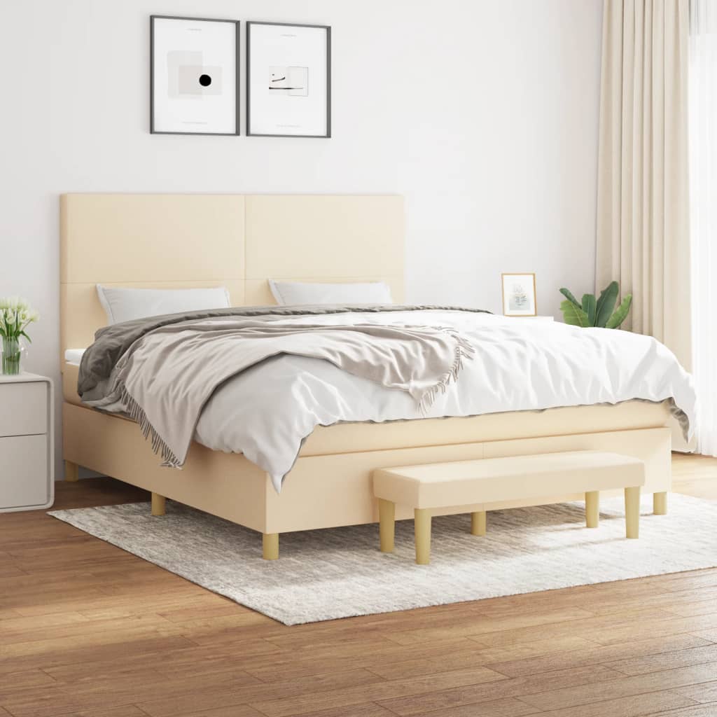 Sommier à lattes de lit avec matelas Crème 160x200 cm Tissu - XIOS