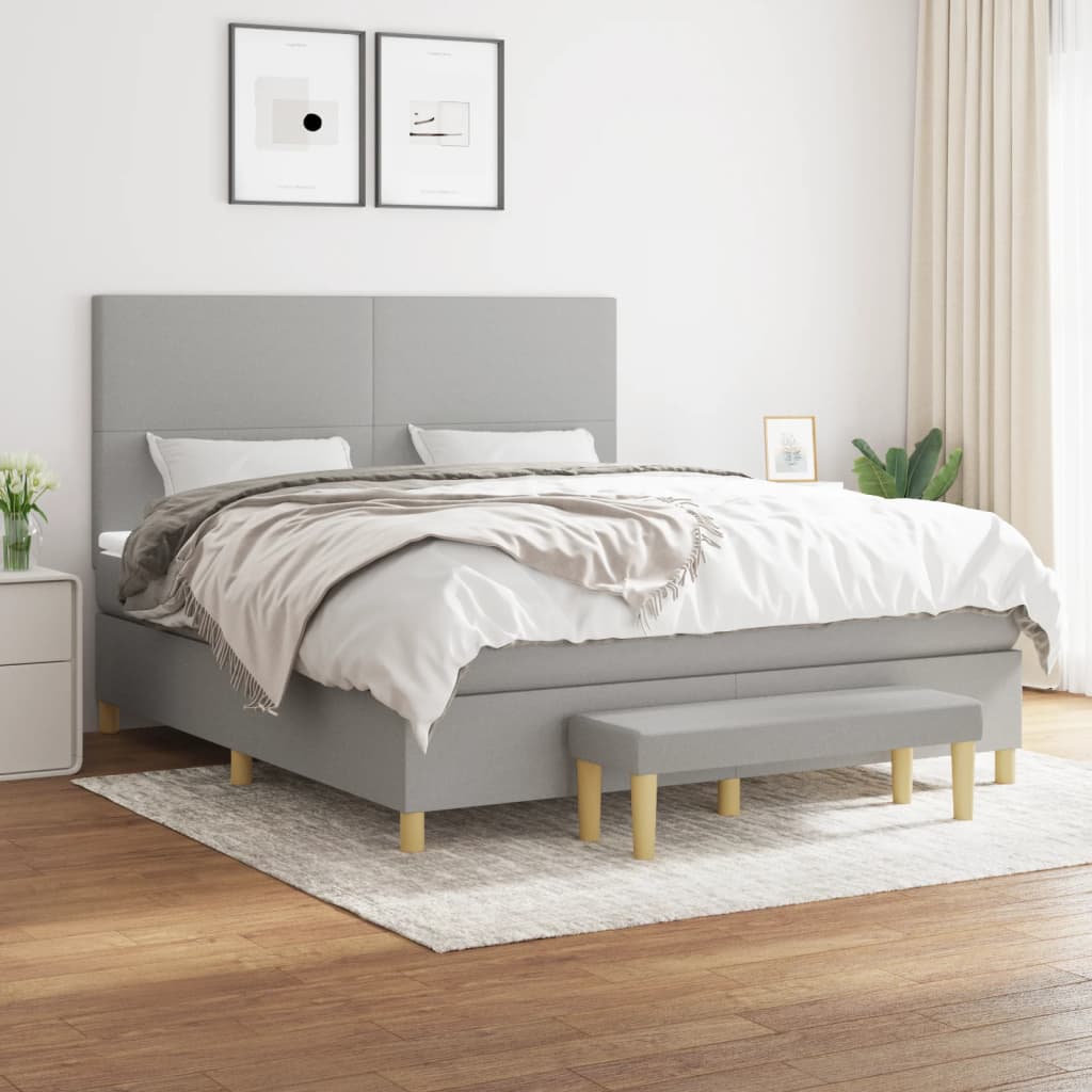 Sommier à lattes de lit avec matelas Gris clair 180x200cm Tissu - XIOS