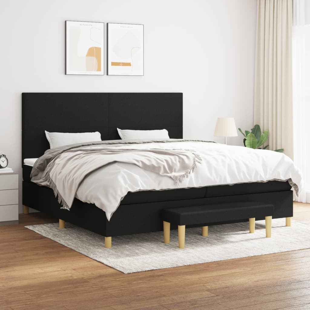Sommier à lattes de lit avec matelas Noir 200x200 cm Tissu - XIOS