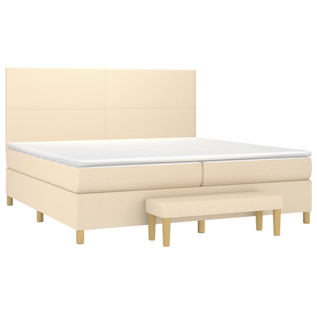 Sommier à lattes de lit avec matelas Crème 200x200 cm Tissu - XIOS
