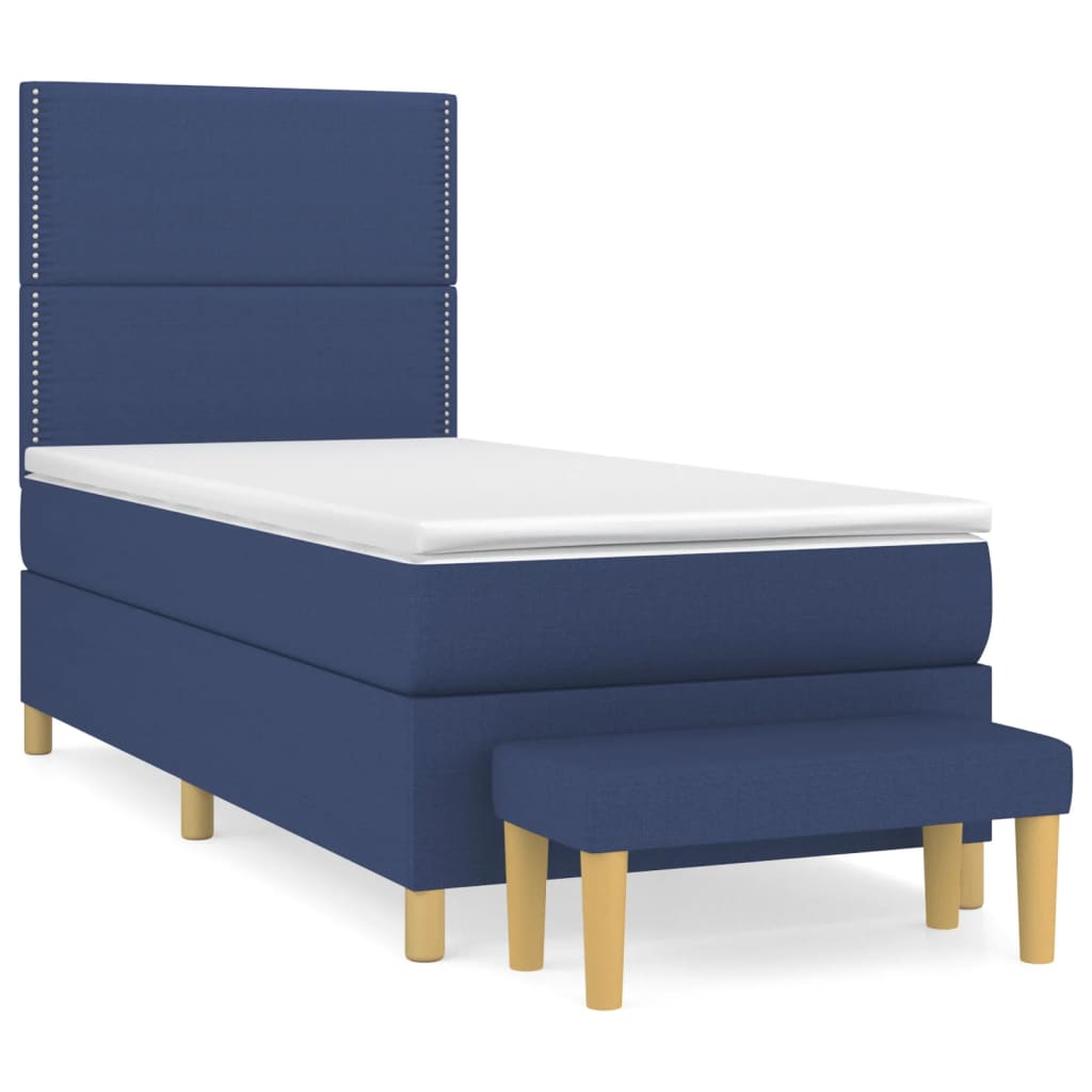 Sommier à lattes de lit avec matelas Bleu 90x190 cm Tissu - XIOS