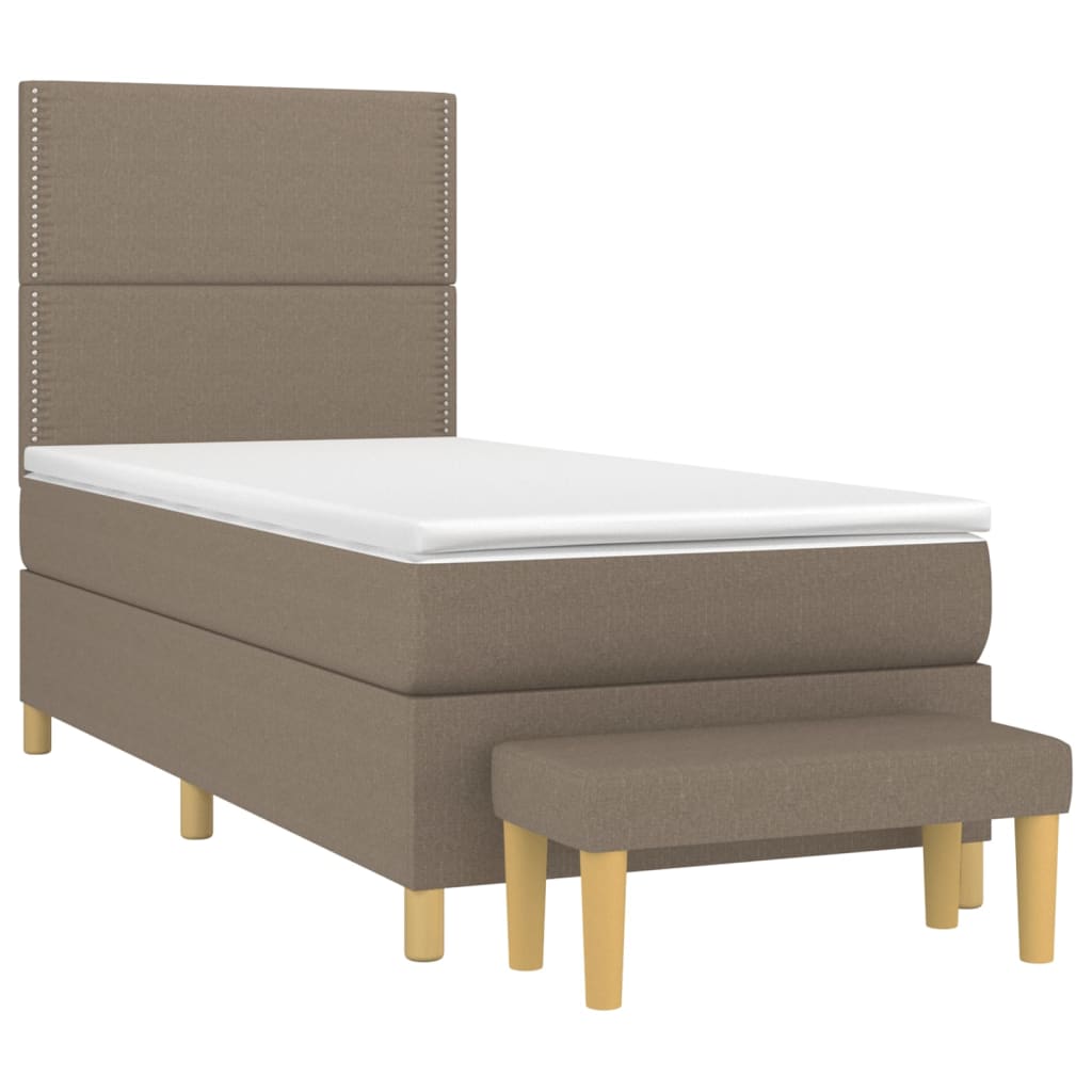 Sommier à lattes de lit avec matelas Taupe 100x200 cm Tissu - XIOS