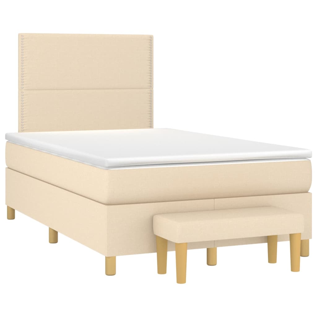 Sommier à lattes de lit avec matelas Crème 120x200 cm Tissu - XIOS