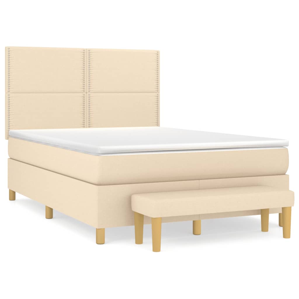 Sommier à lattes de lit avec matelas Crème 140x190 cm Tissu - XIOS
