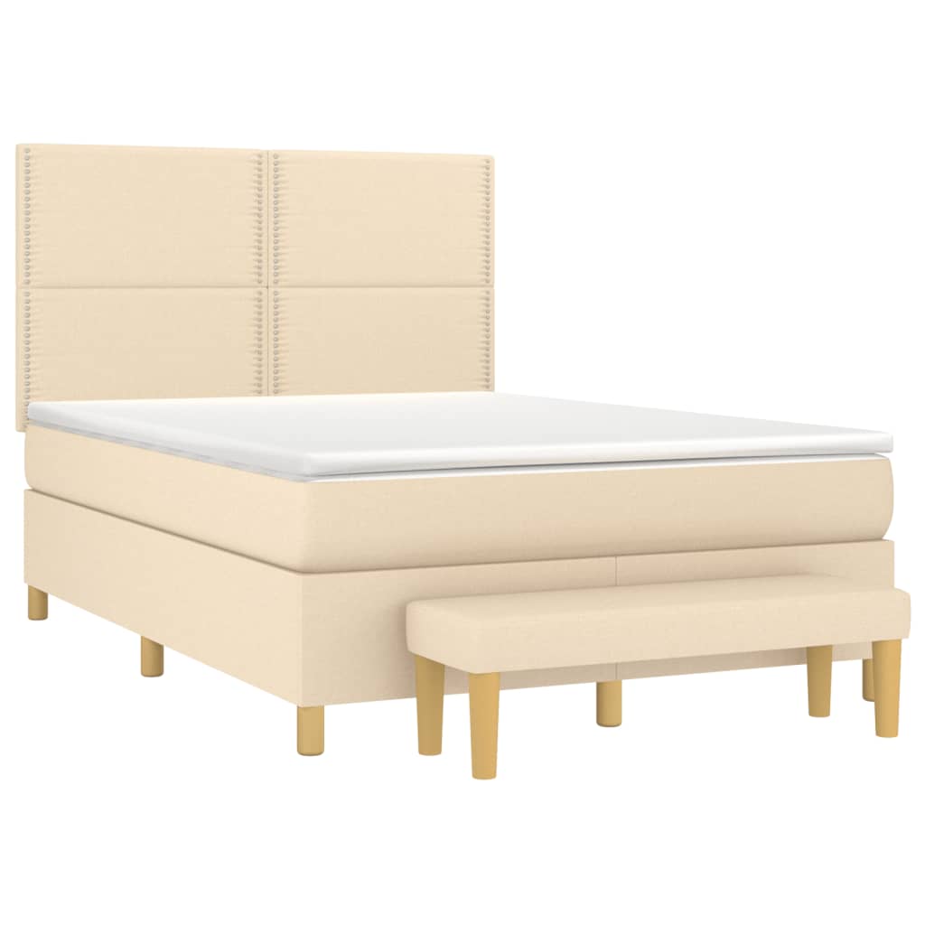 Sommier à lattes de lit avec matelas Crème 140x190 cm Tissu - XIOS