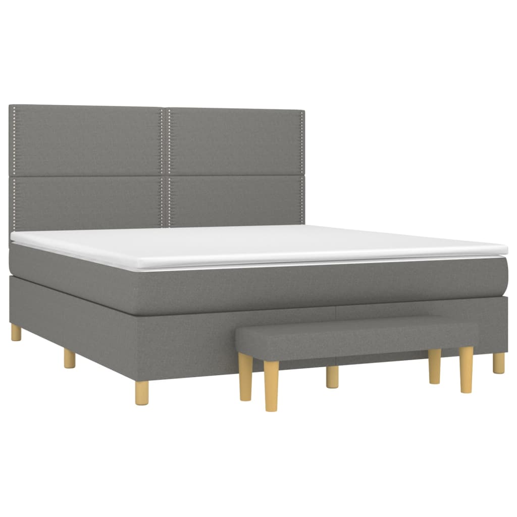 Sommier à lattes de lit avec matelas Gris foncé 180x200cm Tissu - XIOS