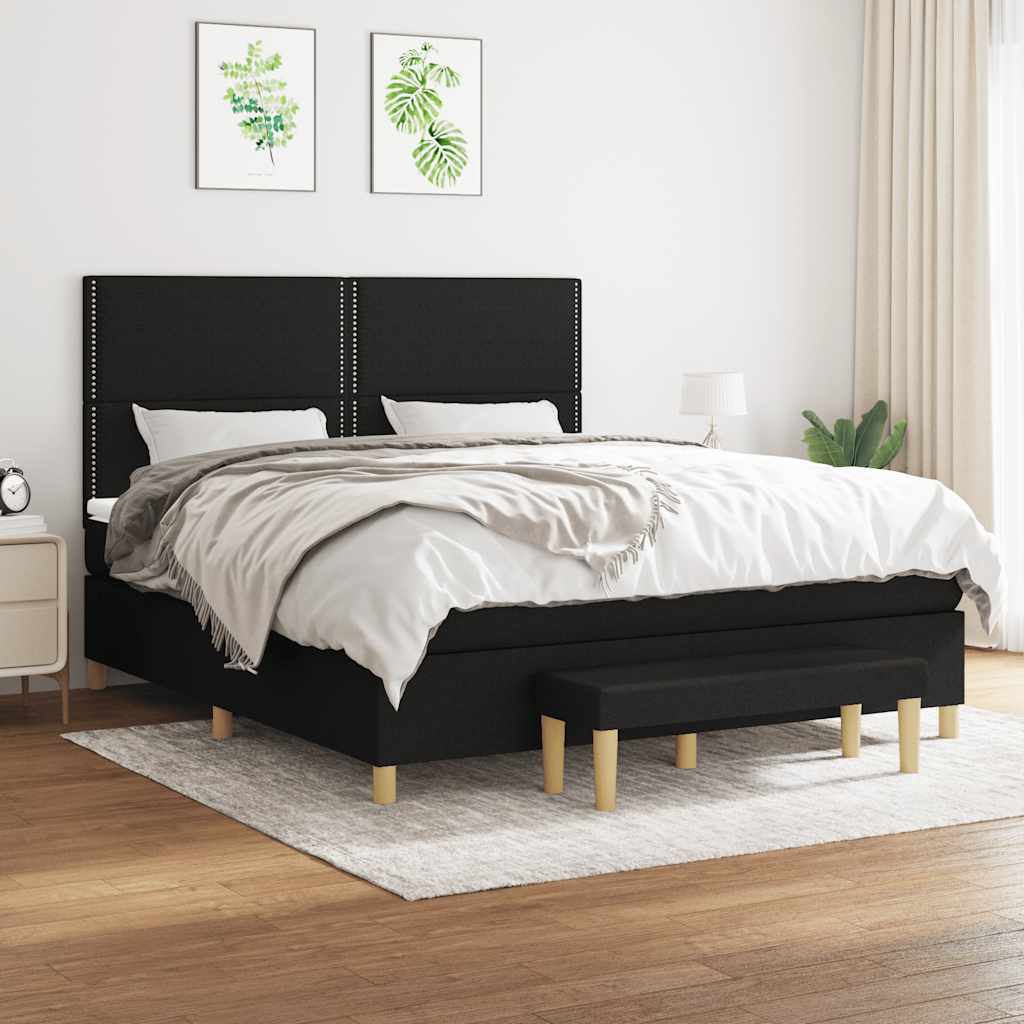 Sommier à lattes de lit avec matelas Noir 180x200 cm Tissu - XIOS