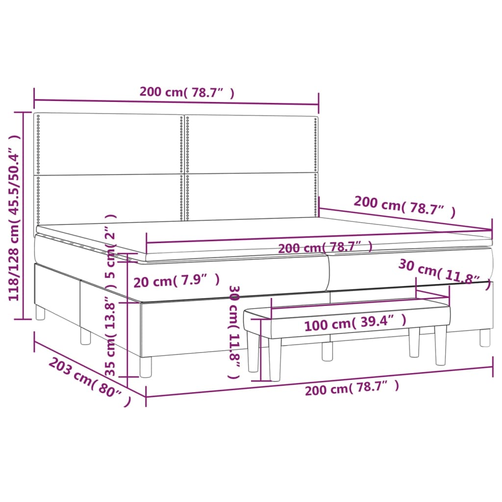 Sommier à lattes de lit avec matelas Taupe 200x200 cm Tissu - XIOS