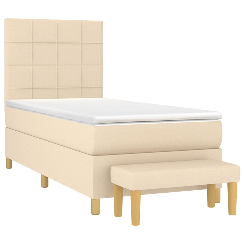 Sommier à lattes de lit avec matelas Crème 80x200 cm Tissu