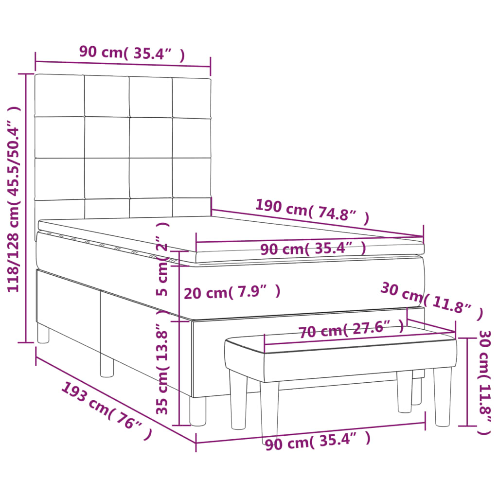 Sommier à lattes de lit avec matelas Marron foncé 90x190 cm - XIOS