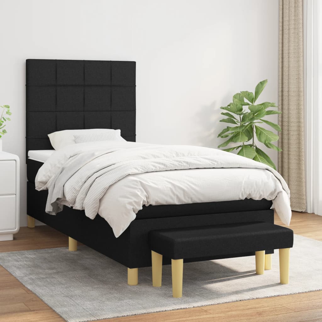 Sommier à lattes de lit avec matelas Noir 90x200 cm Tissu - XIOS