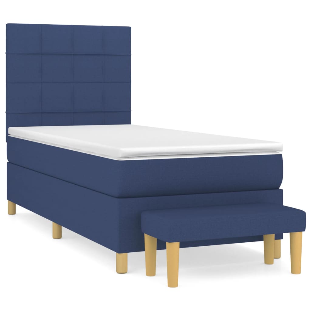 Sommier à lattes de lit avec matelas Bleu 90x200 cm Tissu - XIOS