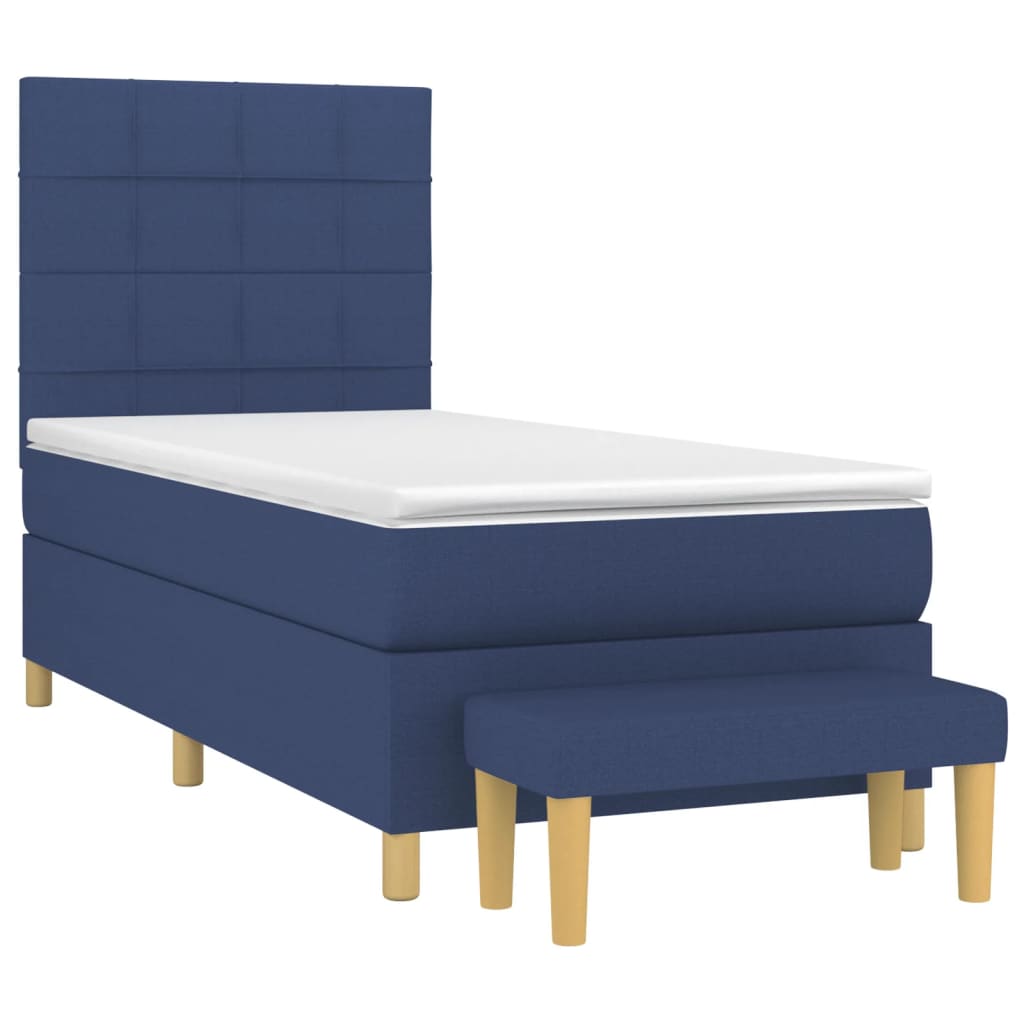 Sommier à lattes de lit avec matelas Bleu 100x200 cm Tissu - XIOS