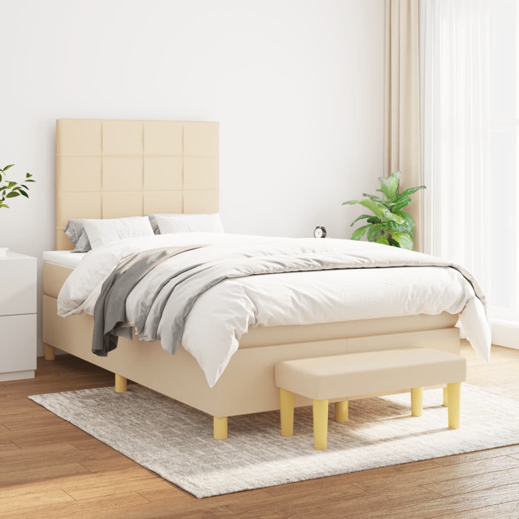 Sommier à lattes de lit avec matelas Crème 120x200 cm Tissu - XIOS