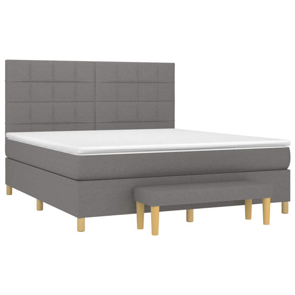 Sommier à lattes de lit avec matelas Gris foncé 160x200cm Tissu - XIOS