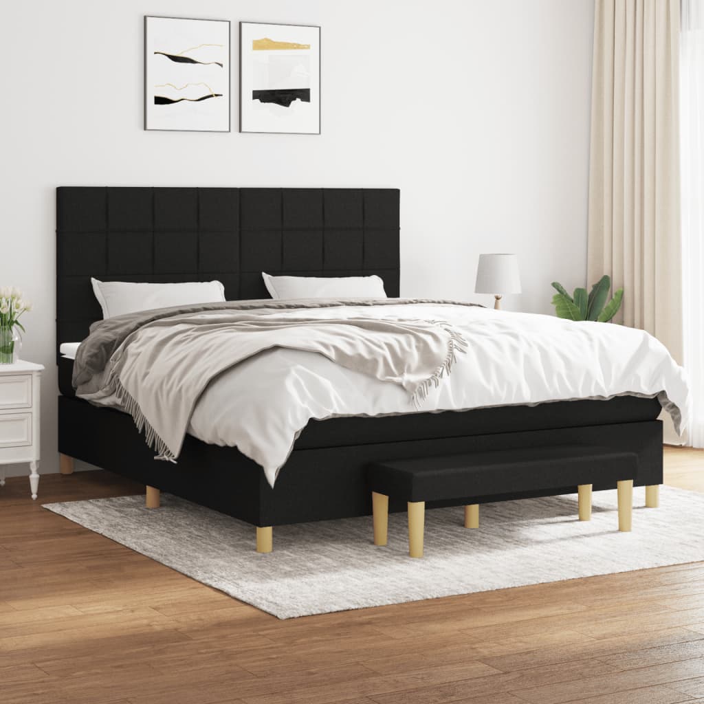 Sommier à lattes de lit avec matelas Noir 160x200 cm Tissu - XIOS