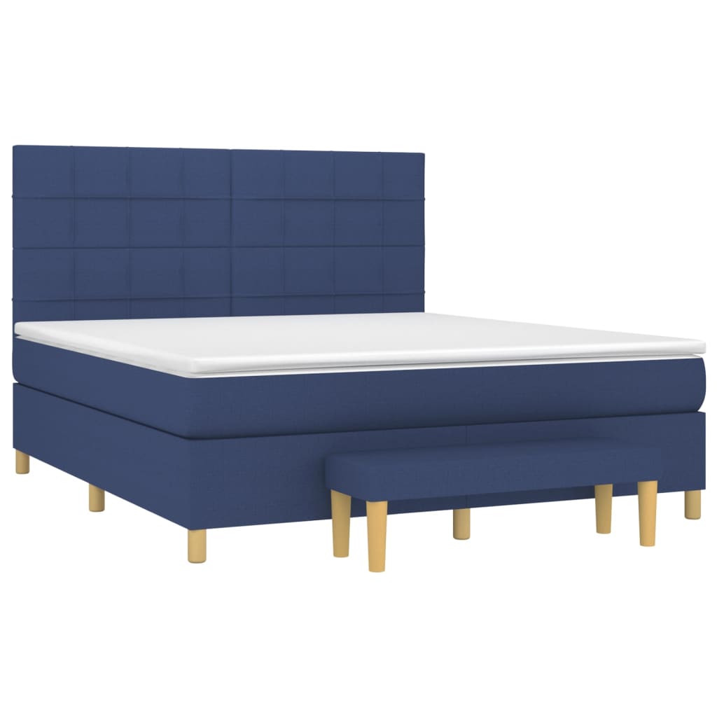 Sommier à lattes de lit avec matelas Bleu 160x200 cm Tissu - XIOS