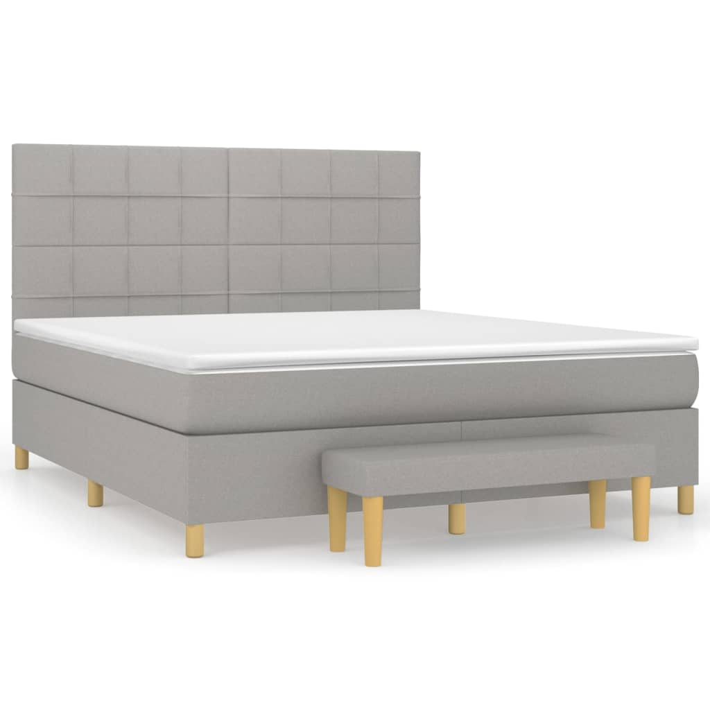Sommier à lattes de lit avec matelas Gris clair 180x200cm Tissu - XIOS