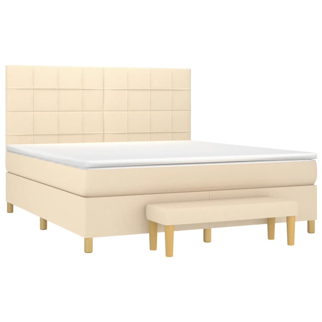 Sommier à lattes de lit avec matelas Crème 180x200 cm Tissu