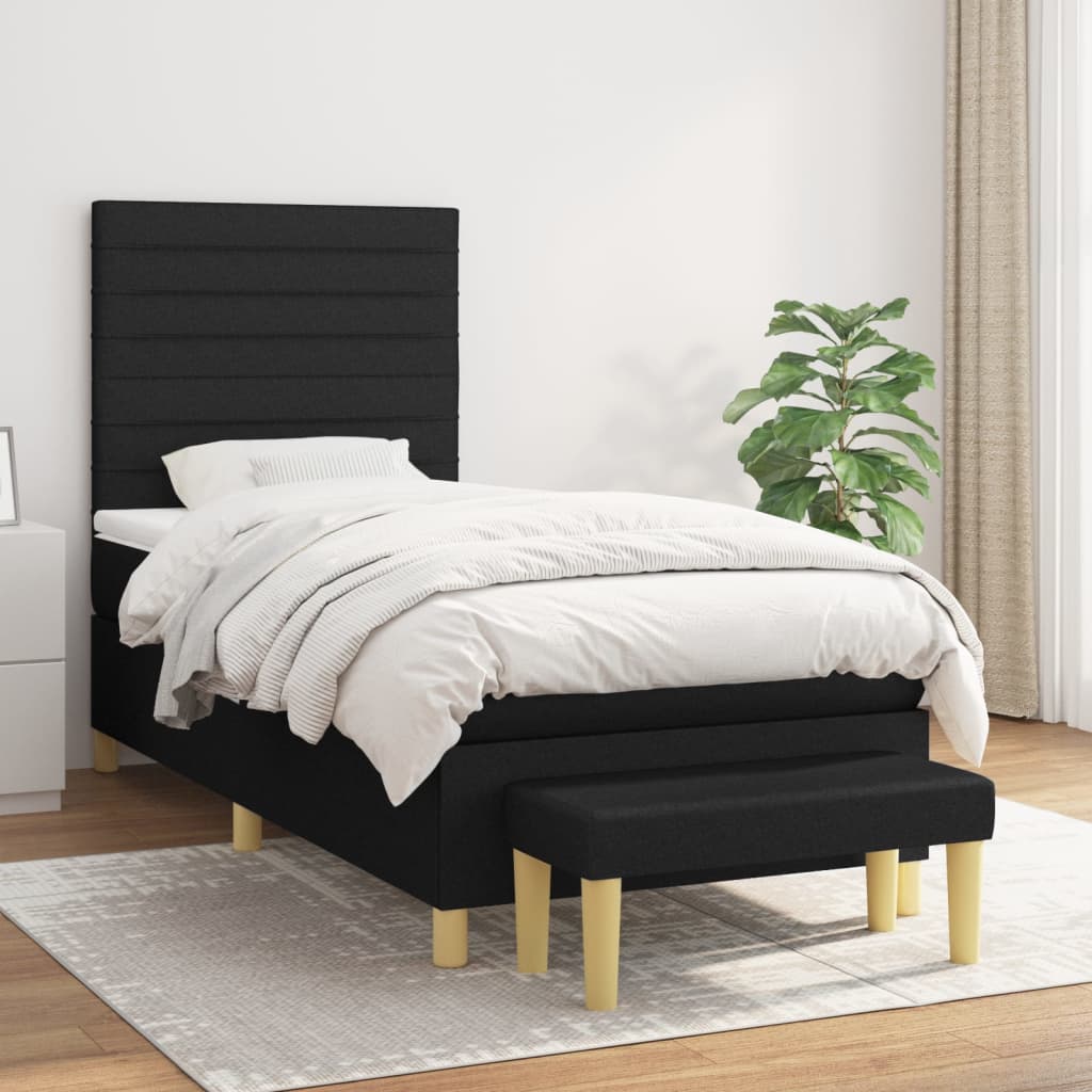 Sommier à lattes de lit avec matelas Noir 90x200 cm Tissu - XIOS