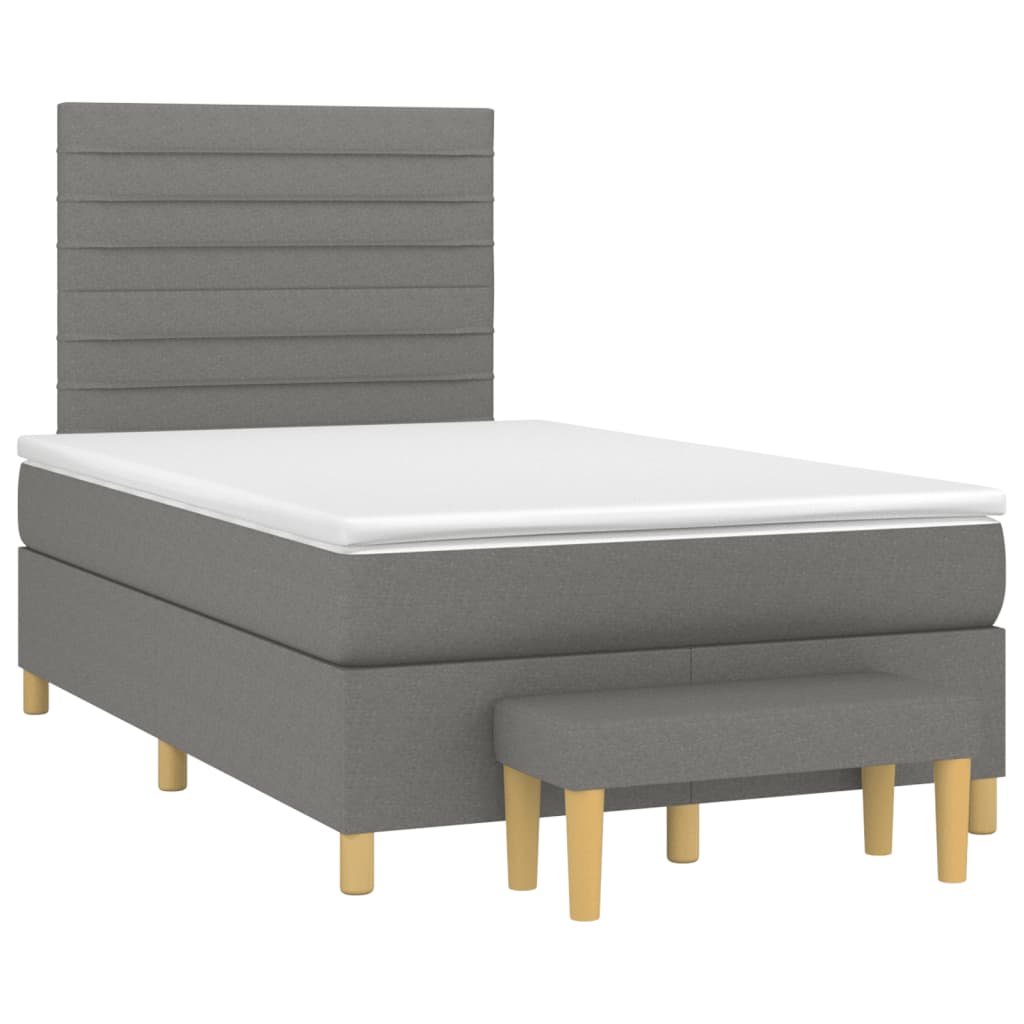 Sommier à lattes de lit avec matelas Gris foncé 120x200cm Tissu - XIOS