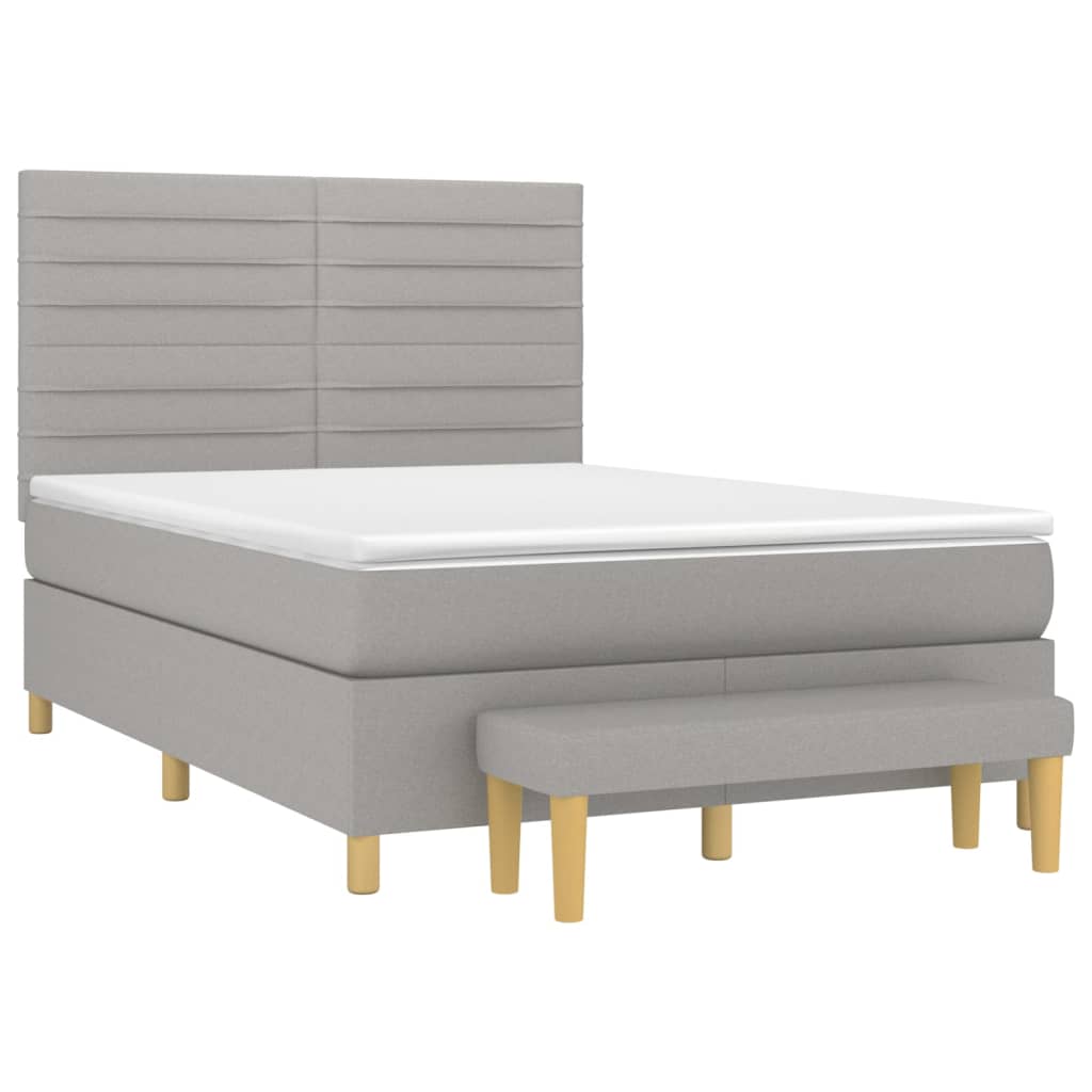 Sommier à lattes de lit avec matelas Gris clair 140x190cm Tissu - XIOS
