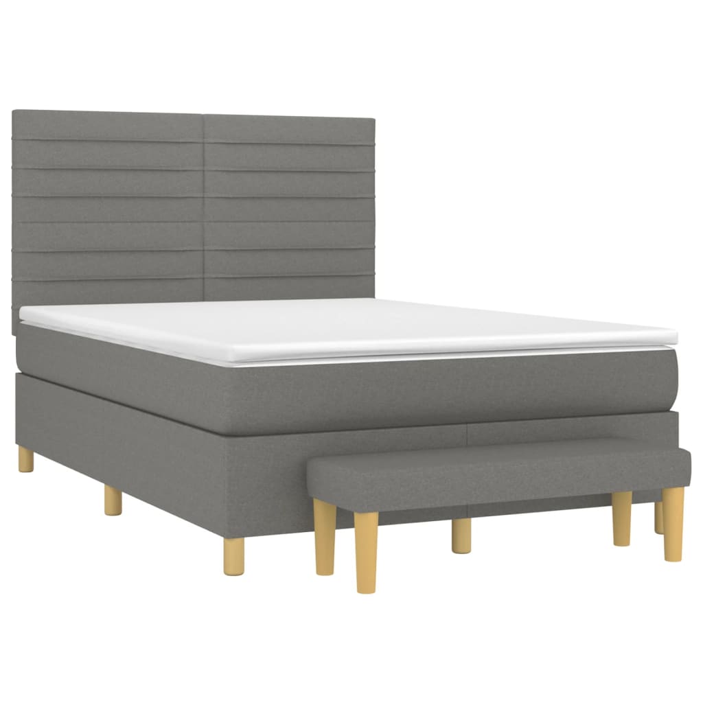 Sommier à lattes de lit avec matelas Gris foncé 140x190cm Tissu - XIOS