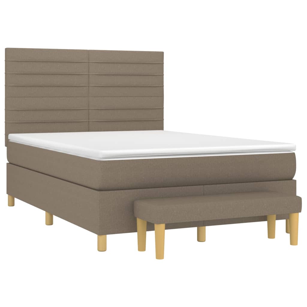 Sommier à lattes de lit avec matelas Taupe 140x190 cm Tissu