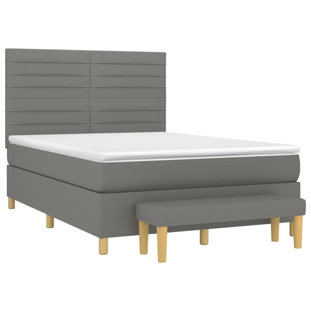 Sommier à lattes de lit avec matelas Gris foncé 140x200cm Tissu - XIOS