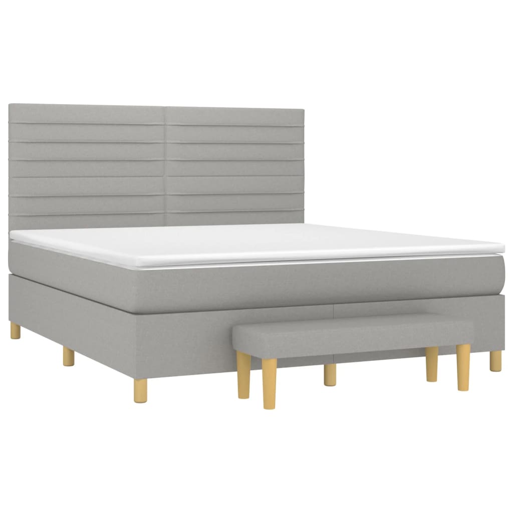 Sommier à lattes de lit avec matelas Gris clair 160x200cm Tissu - XIOS