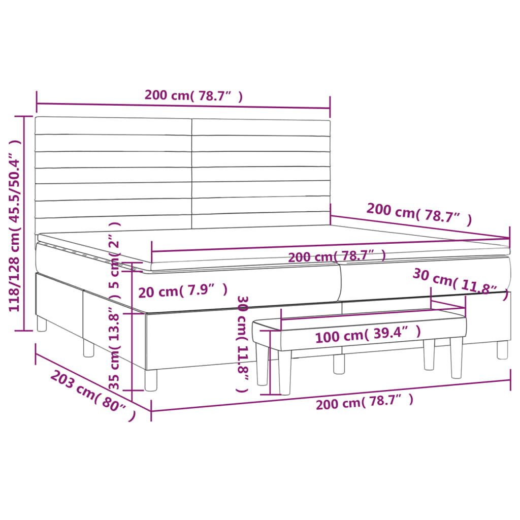 Sommier à lattes de lit avec matelas Taupe 200x200 cm Tissu