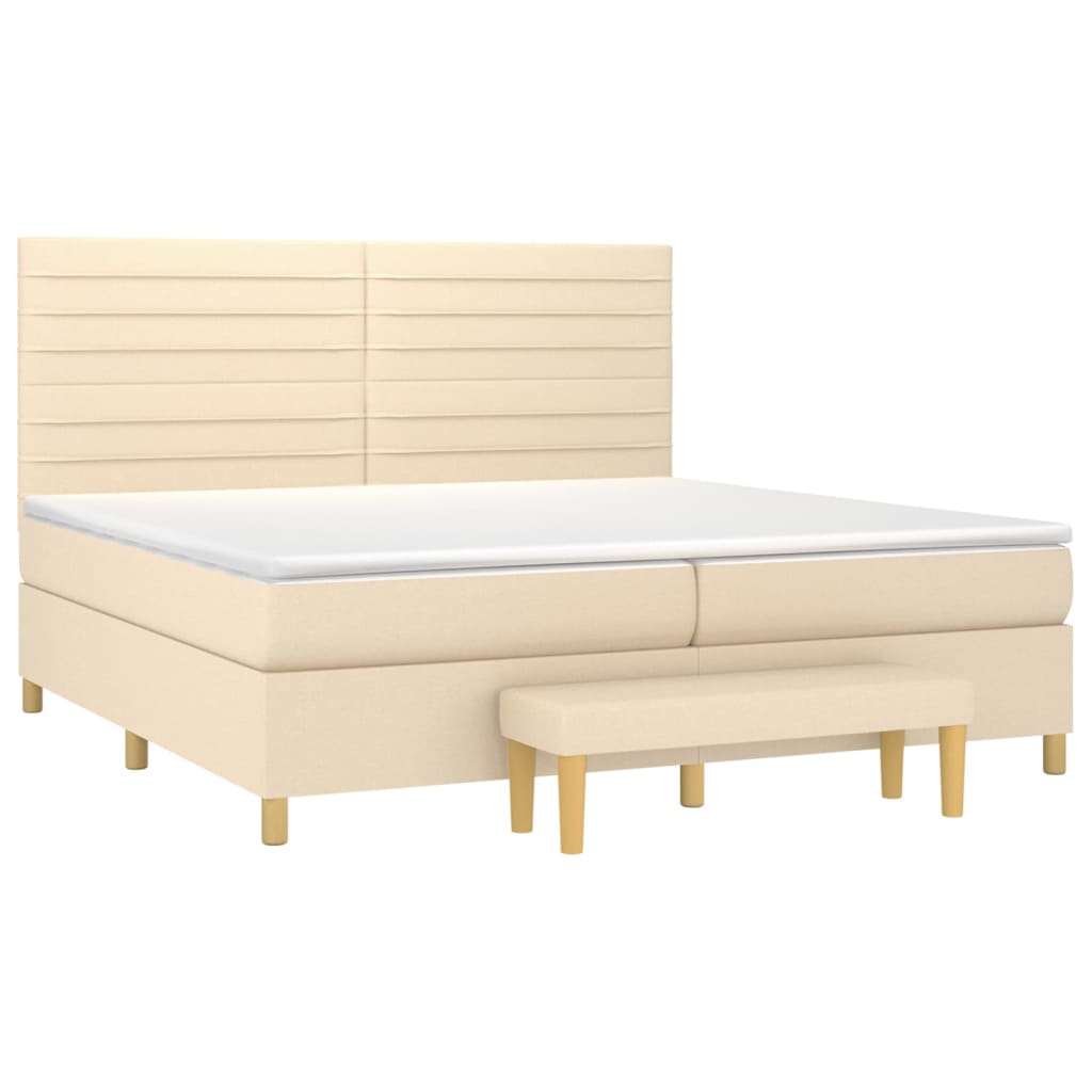 Sommier à lattes de lit avec matelas Crème 200x200 cm Tissu - XIOS