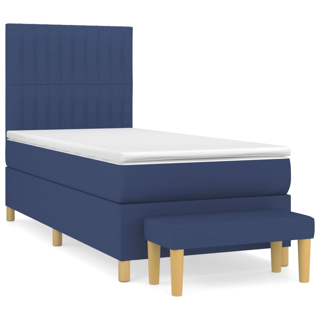 Sommier à lattes de lit avec matelas Bleu 100x200 cm Tissu - XIOS