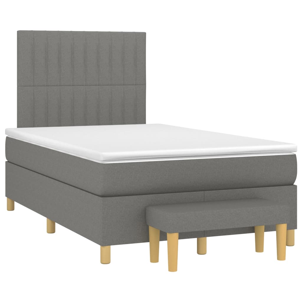 Sommier à lattes de lit avec matelas Gris foncé 120x200cm Tissu - XIOS