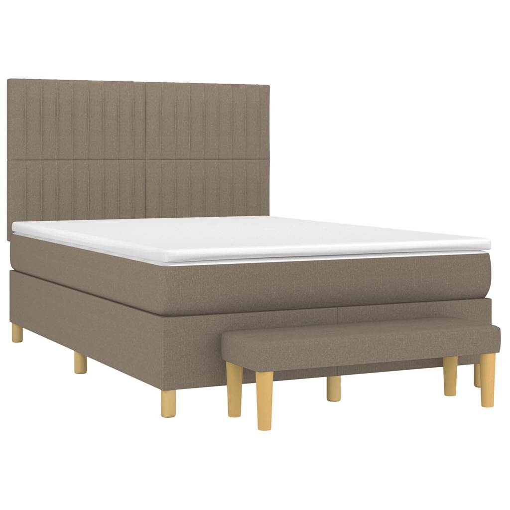 Sommier à lattes de lit avec matelas Taupe 140x190 cm Tissu