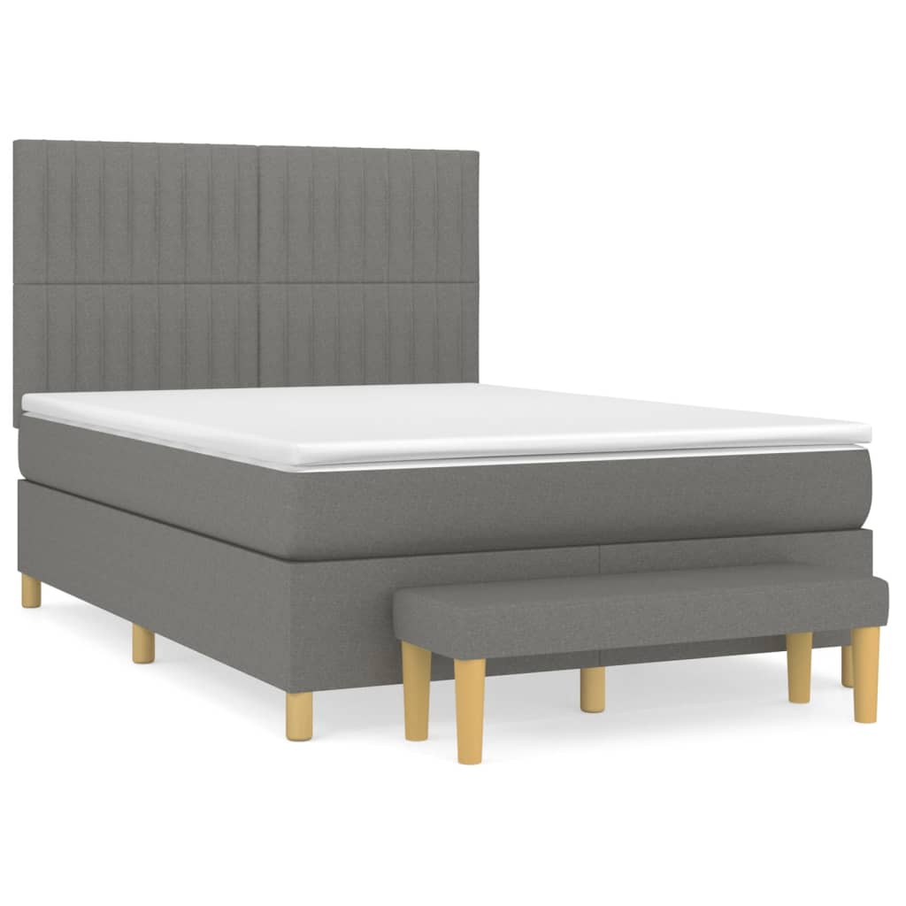 Sommier à lattes de lit avec matelas Gris foncé 140x200cm Tissu - XIOS