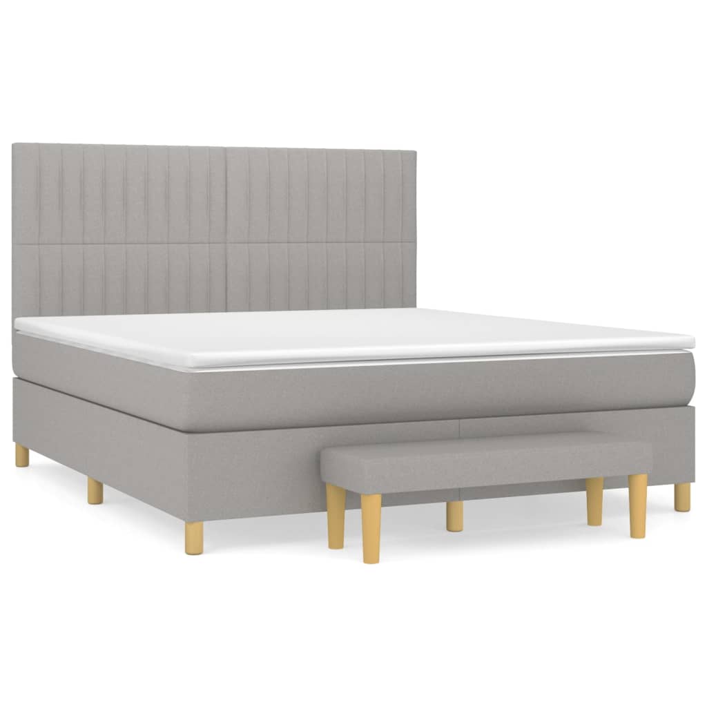 Sommier à lattes de lit avec matelas Gris clair 160x200cm Tissu - XIOS