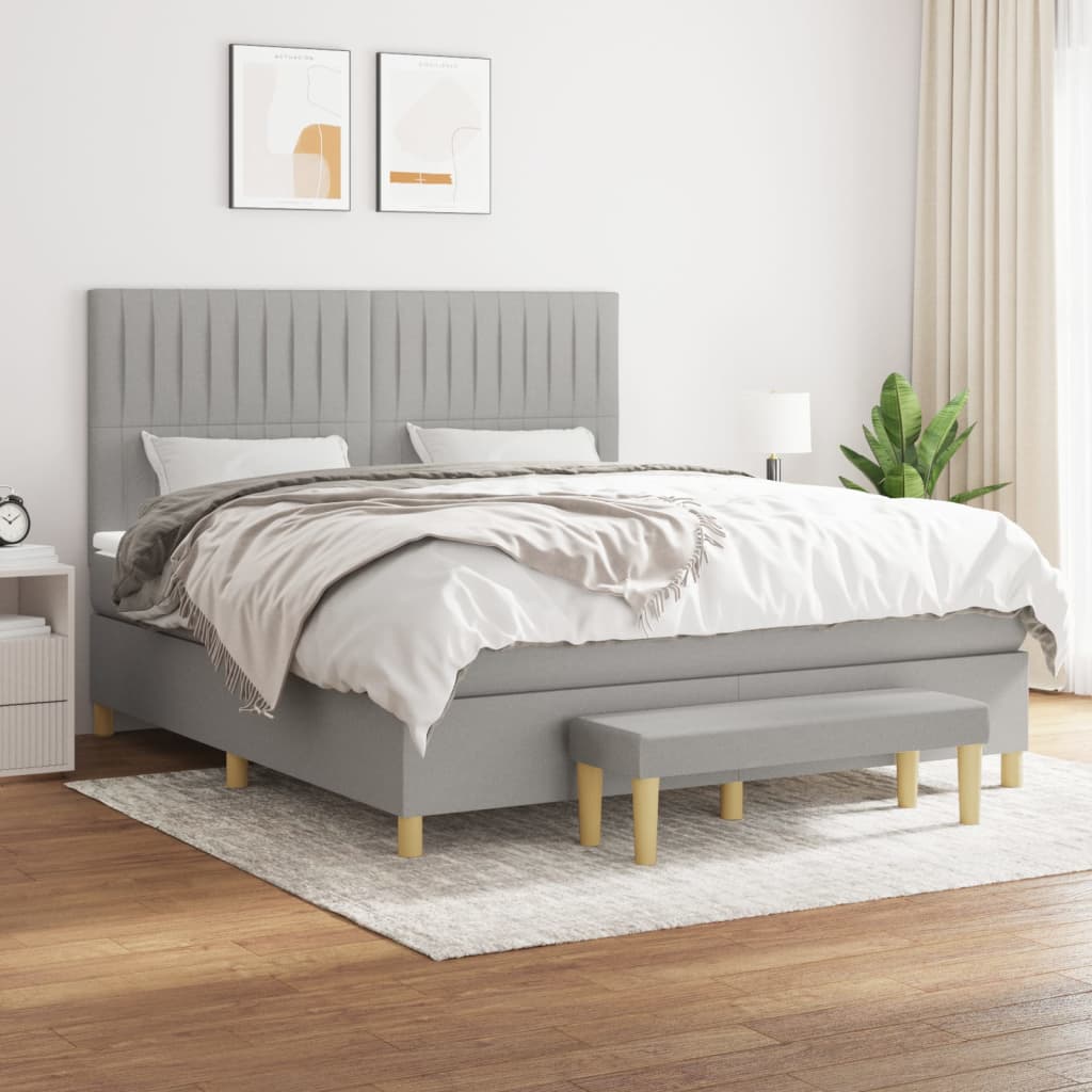 Sommier à lattes de lit avec matelas Gris clair 160x200cm Tissu - XIOS