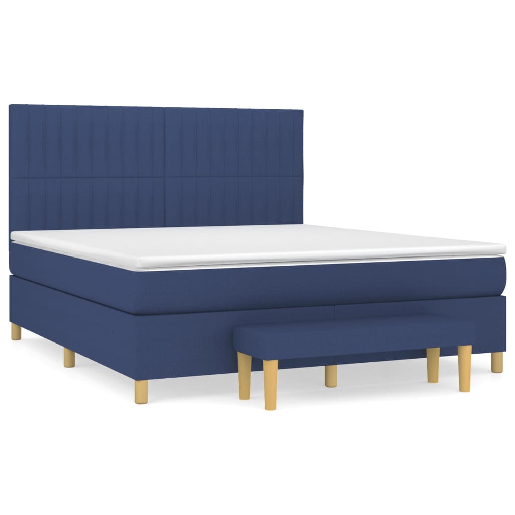 Sommier à lattes de lit avec matelas Bleu 160x200 cm Tissu - XIOS