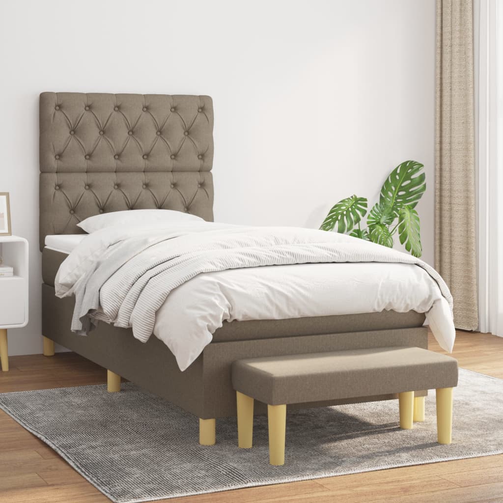 Sommier à lattes de lit avec matelas Taupe 80x200 cm Tissu