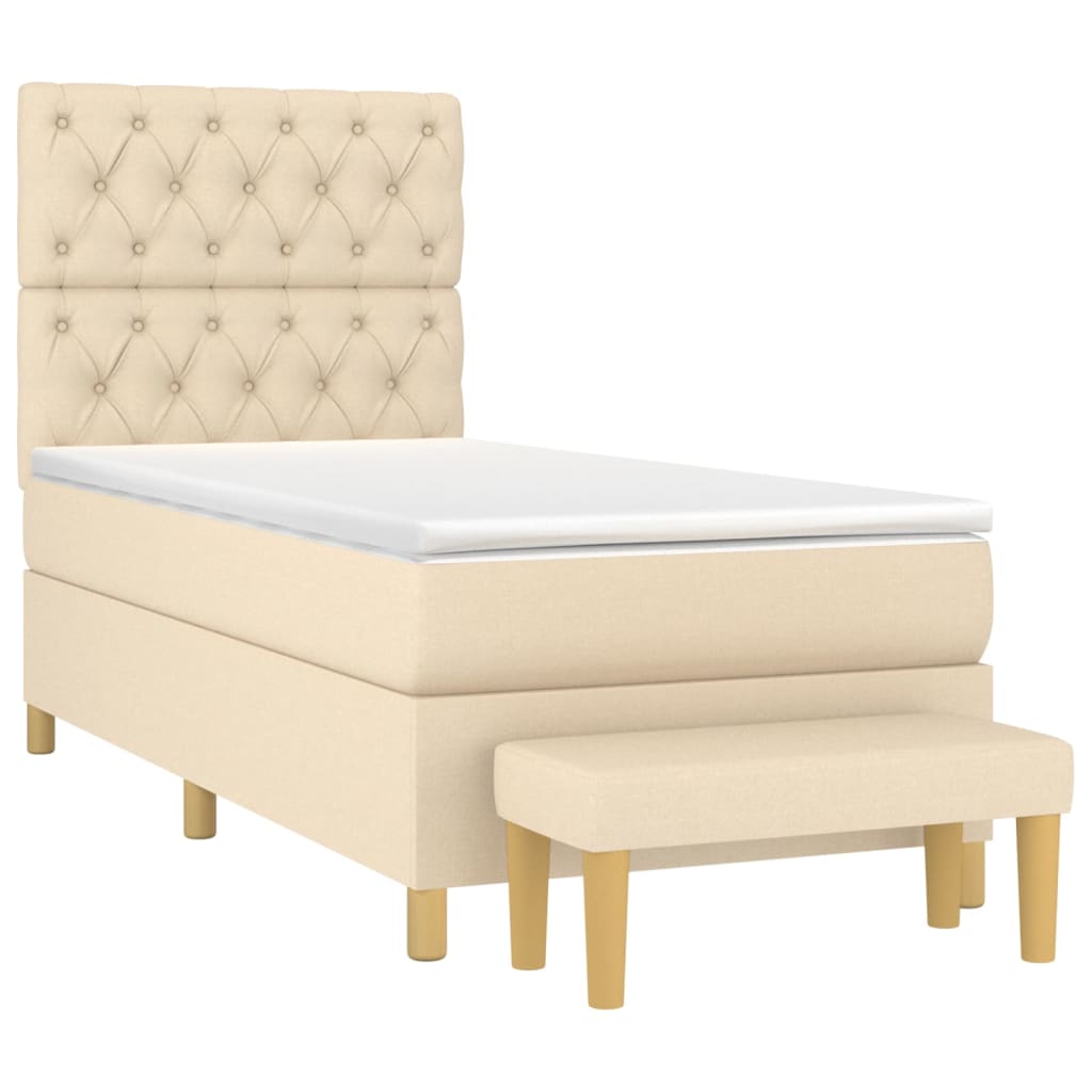 Sommier à lattes de lit avec matelas Crème 80x200 cm Tissu