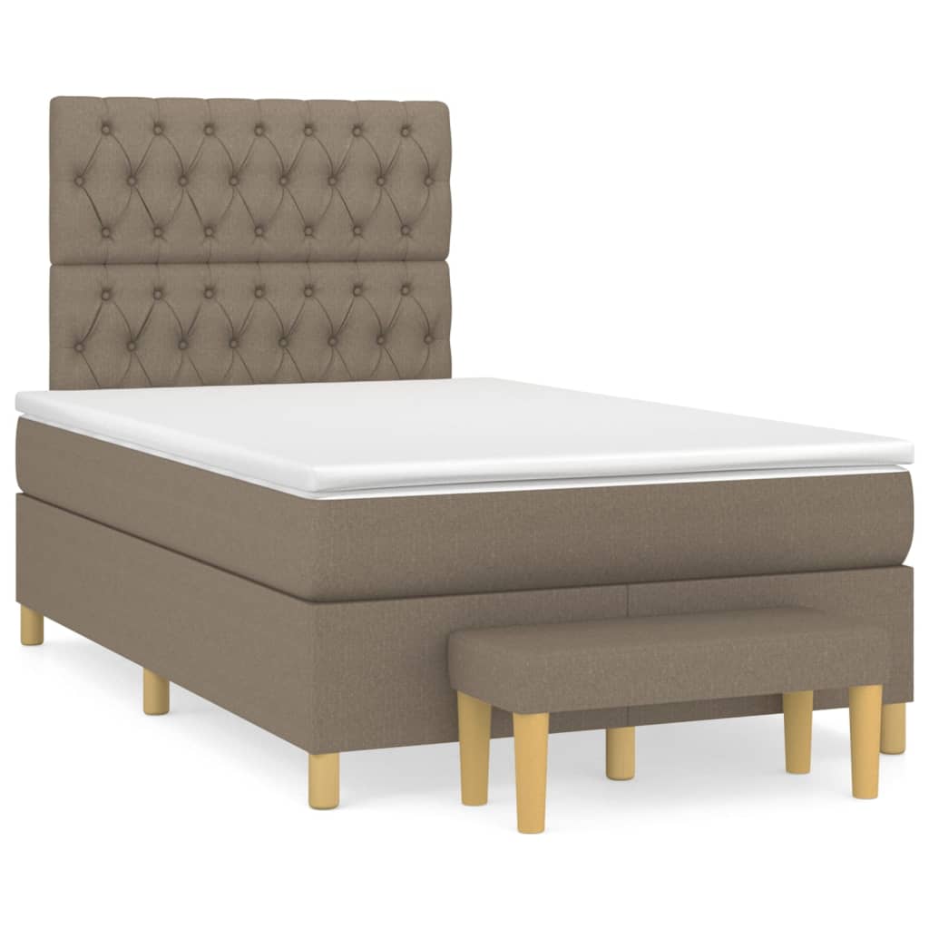 Sommier à lattes de lit avec matelas Taupe 120x200 cm Tissu - XIOS