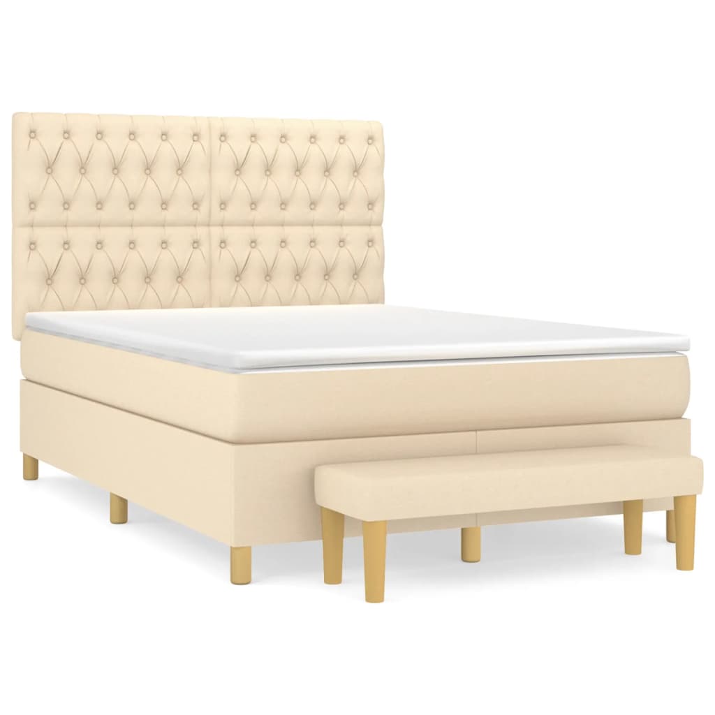 Sommier à lattes de lit avec matelas Crème 140x190 cm Tissu - XIOS