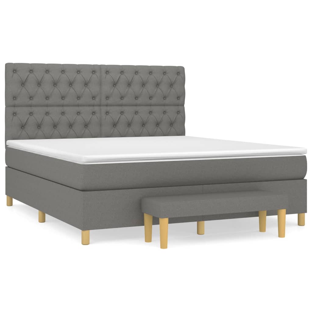 Sommier à lattes de lit avec matelas Gris foncé 160x200cm Tissu - XIOS