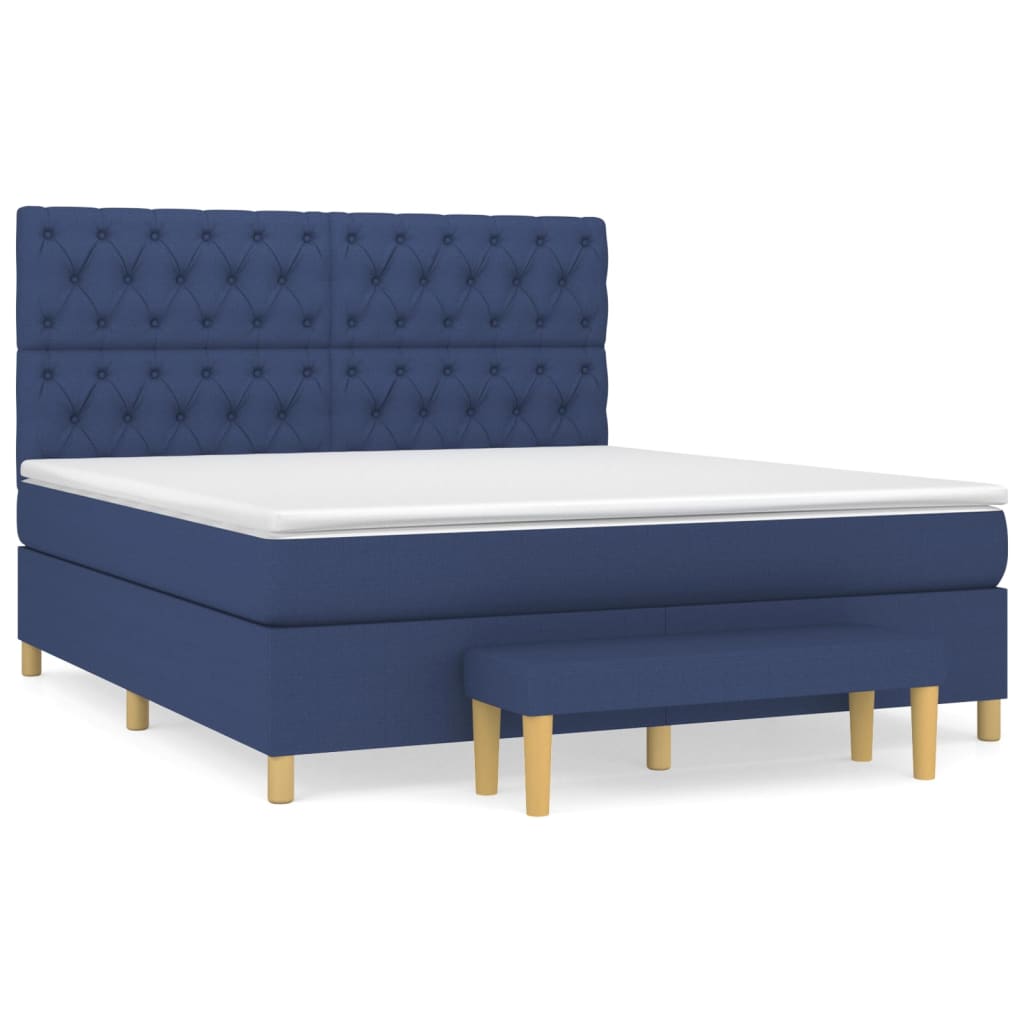 Sommier à lattes de lit avec matelas Bleu 160x200 cm Tissu - XIOS